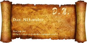 Dux Nikander névjegykártya